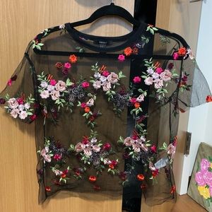 Sheer Embroidered Blouse